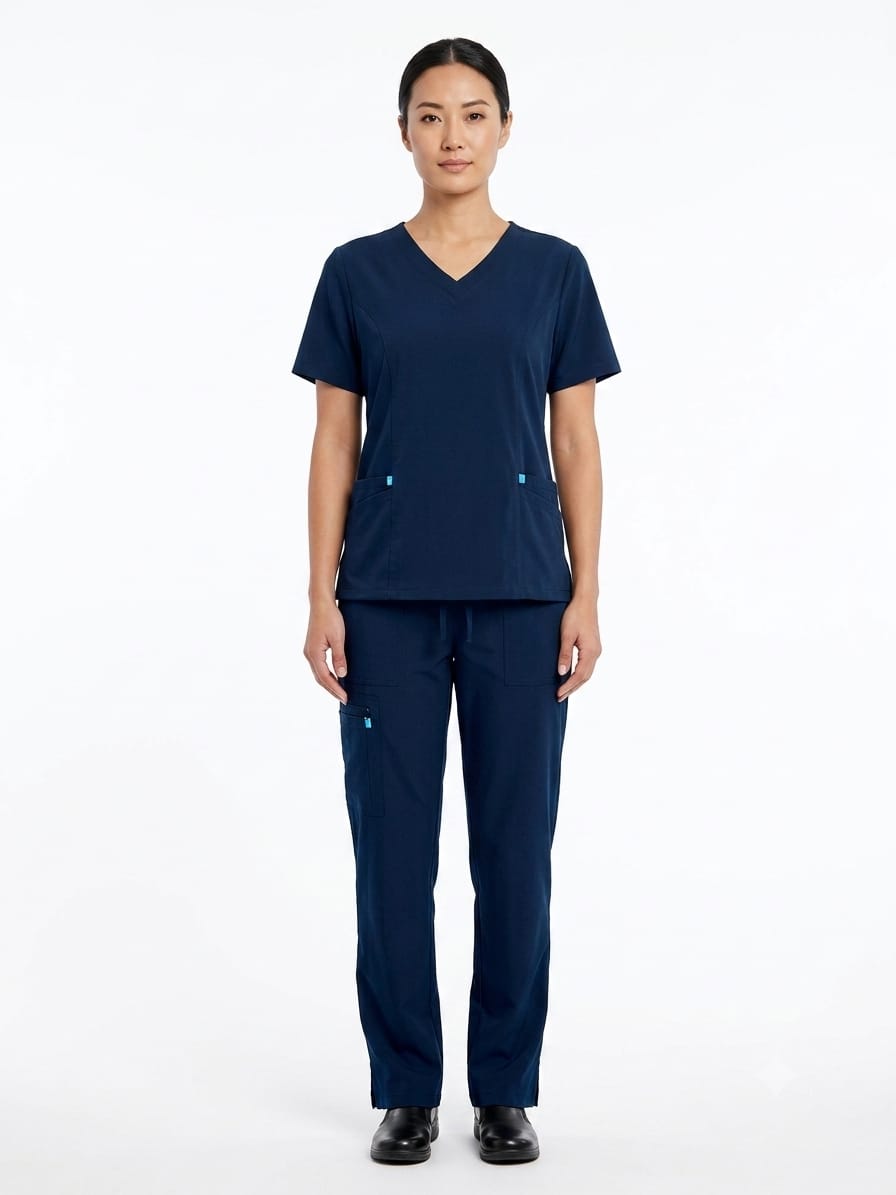 Uniforme Azul Noche Cuello V Redondeado Vivo Hortensia Universal Lycra Lafayette