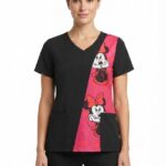 Blusa Cuello V Negra Sublimada Minnie Grande Universal Lycra Lafayette