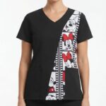 Blusa Cuello V Negra Sublimada Minnie Roja Universal Lycra Lafayette