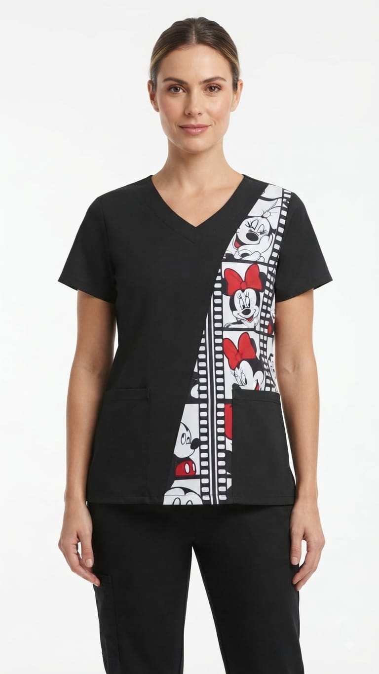 Blusa Cuello V Negra Sublimada Minnie Roja Universal Lycra Lafayette Blusa Cuello V Negra Sublimada Minnie Roja Universal Lycra Lafayette - Imagen 1