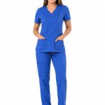 Uniforme Azul Rey Cuello Cruzado Vivo Gris Oscuro Lotus Lycra Lafayette