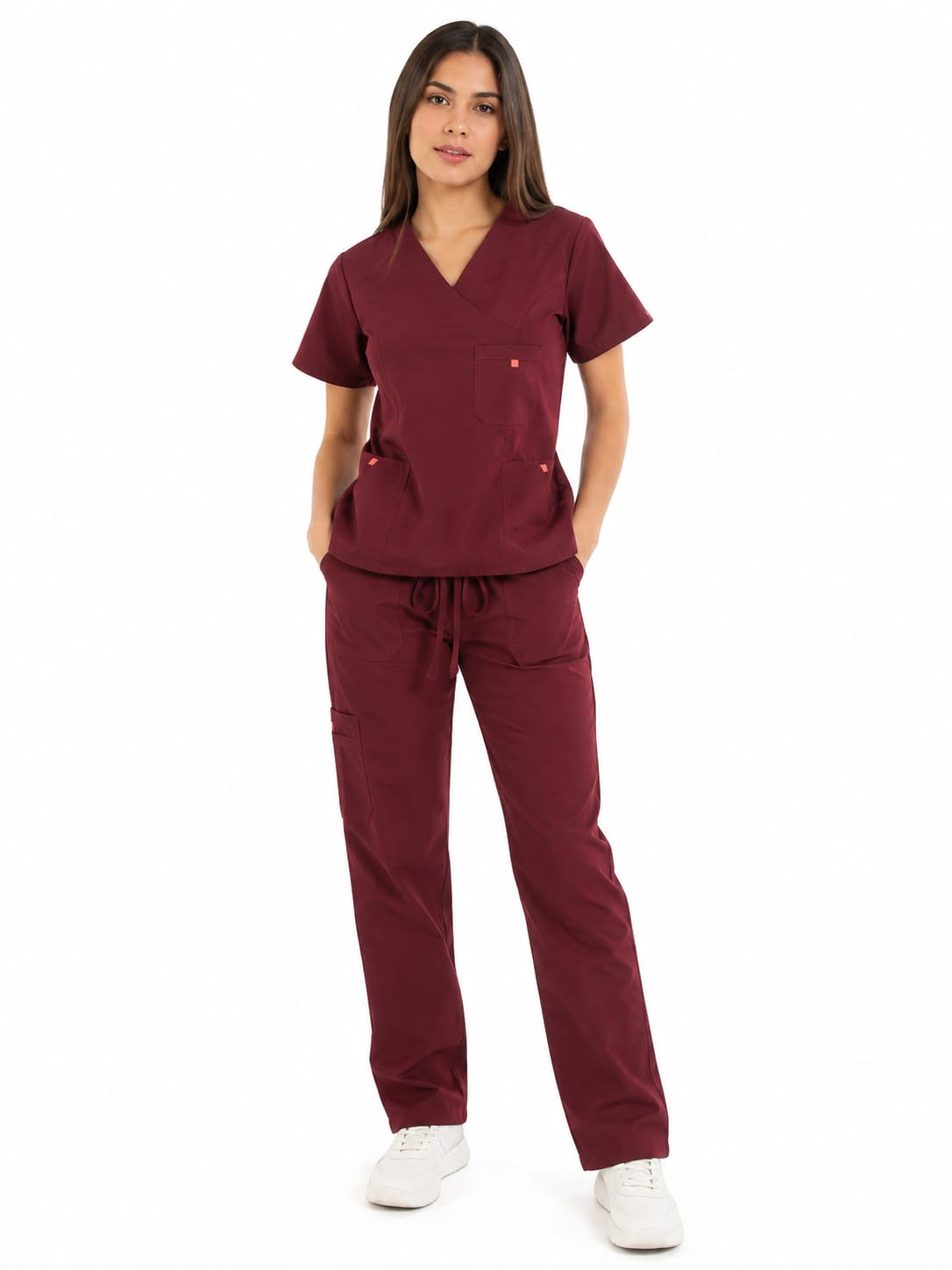 Uniforme vinotinto Cuello Cruzado Vivo Salmon Universal Lafayette (2) Uniforme vinotinto Cuello Cruzado Vivo Salmon Universal Lafayette - Imagen 1