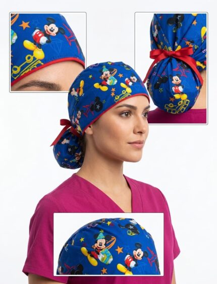 Gorro Antifluido Azul Rey Moño Mickey