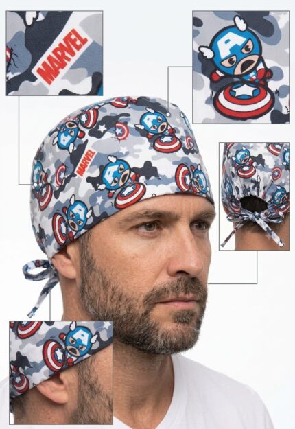 Gorro Antifluido Blanco-Gris Estampado Capitan America Pop