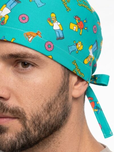 Gorro Antifluido Verde Aguamarina Estampado Los Simpson - Imagen 2