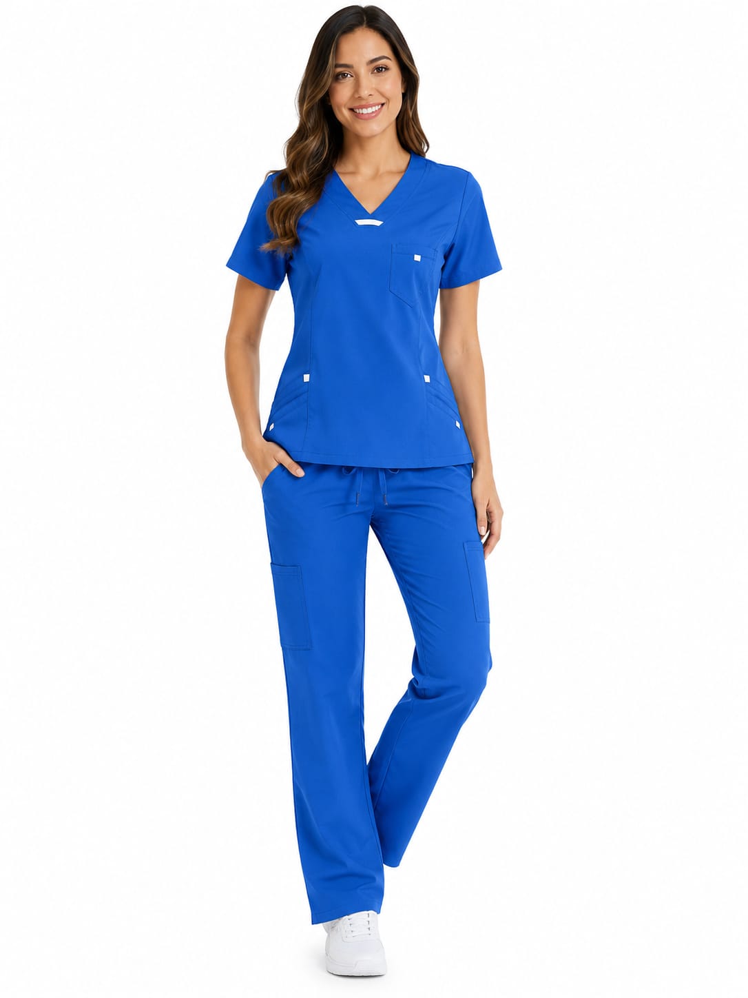 Uniforme Azul Rey Cuello V Vivo Blanco California Lafayette - Imagen 1