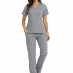 Uniforme Gris Perla Cuello V Vivo Salmón Lotus Lafayette