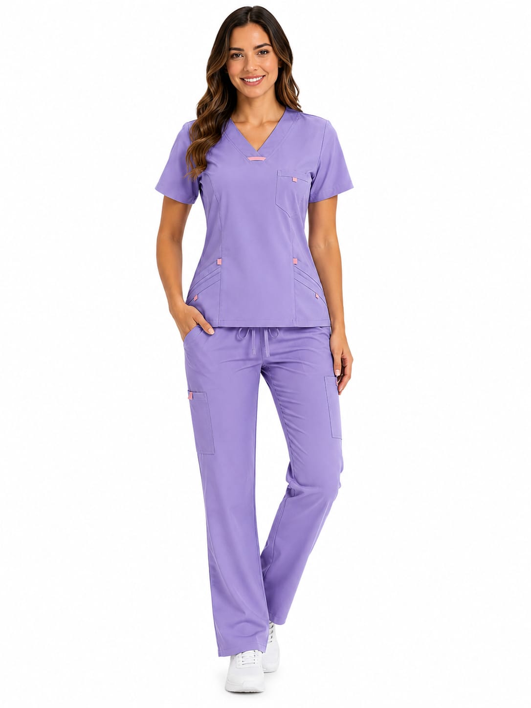 Uniforme Lila Cuello V Vivo Rosado Lotus Lafayette - Imagen 1