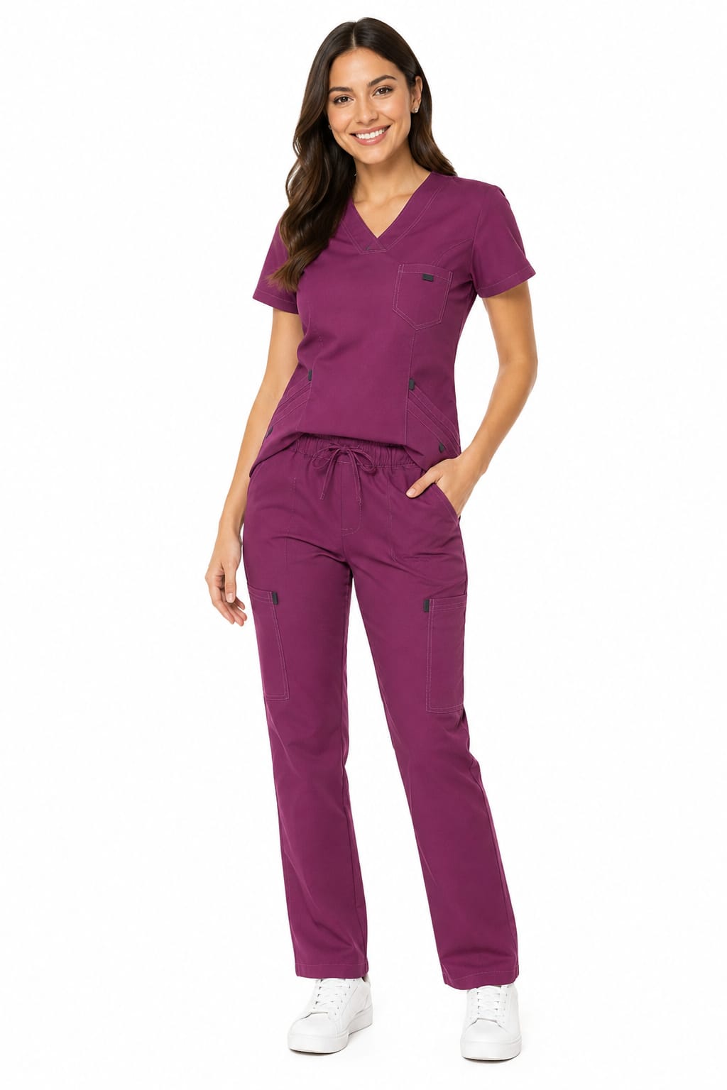 Uniforme Fucsia Cuello V Vivo Gris Oscuro Universal Lafayette - Imagen 1