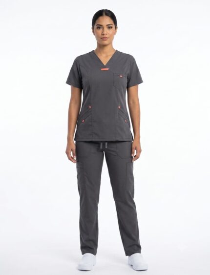 Uniforme Gris Intermedio Cuello V Vivo Salmon Lotus Lycra Lafayette