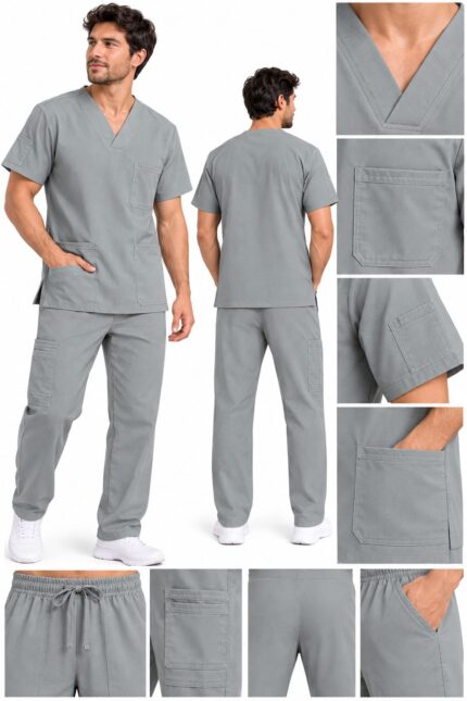 Uniforme Gris Perla Bolsillo Brazo Cuello V Ristop Lafayette