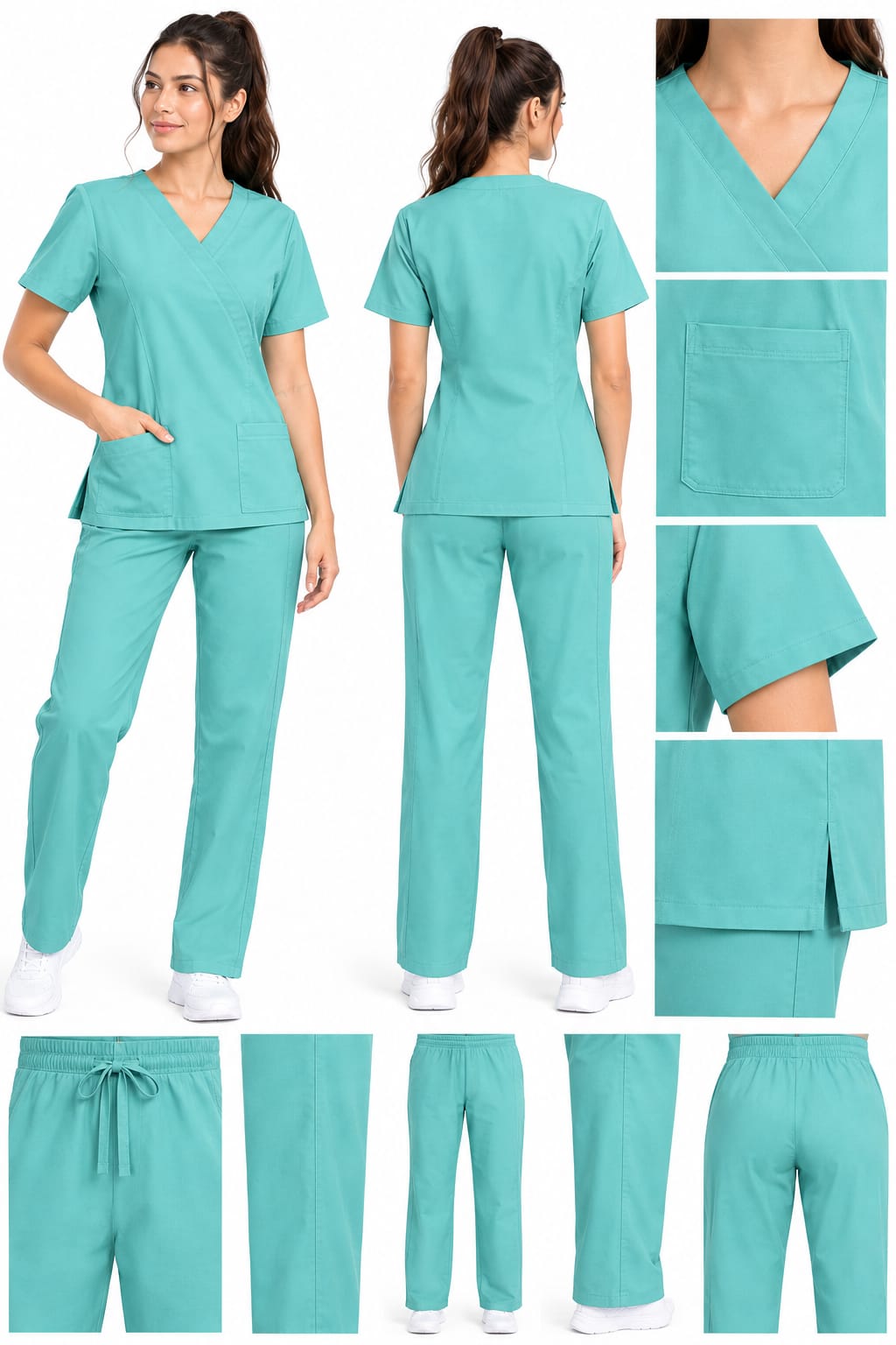 Uniforme Verde Menta Cuello Diagonal Importado Lycra Uniforme Verde Menta Cuello Diagonal Importado Lycra - Imagen 1