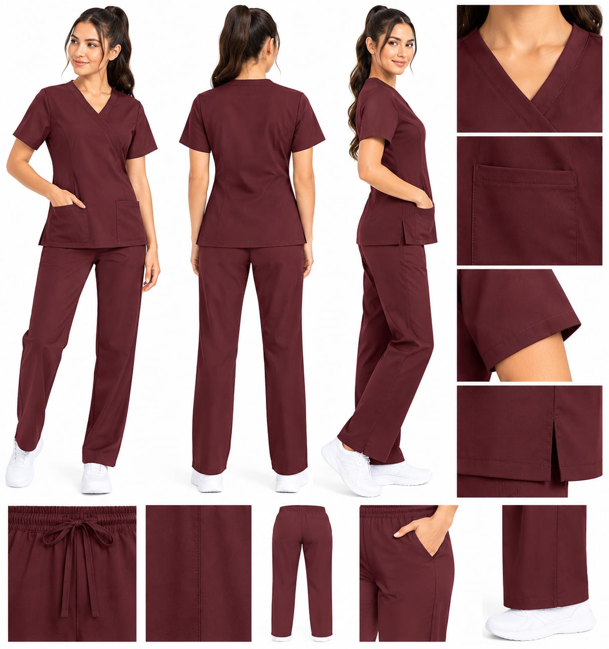 Uniforme Vinotinto Cuello Diagonal Importado Lycra Uniforme Vinotinto Cuello Diagonal Importado Lycra - Imagen 1