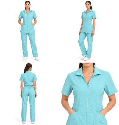 Uniforme Verde Menta Cuello Amanda Importado Licrado - Imagen 2