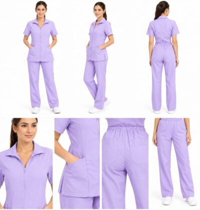Uniforme Lila Cuello Amanda Importado Licrado - Imagen 2