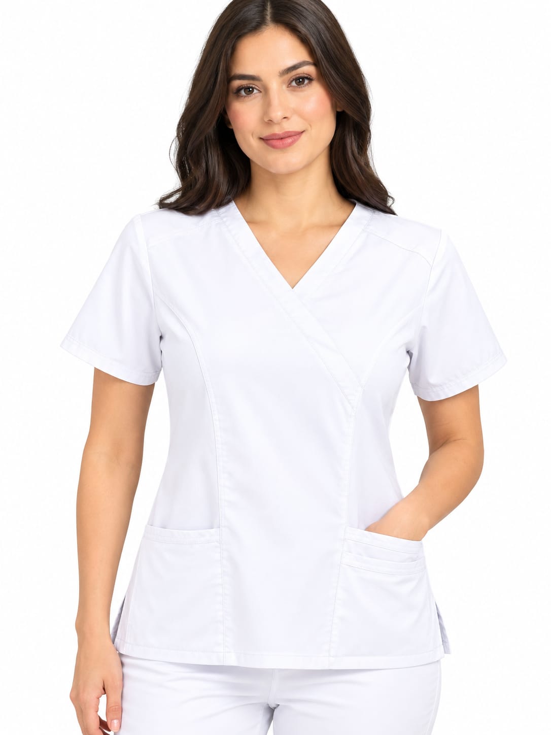 WhatsApp Image 2026-10-27 at 2.08.52 PM Blusa Blanca Cuello Cruzado Universal Lycra - Imagen 1