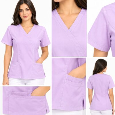 Blusa Lila Cuello Cruzado Lycra Importado - Imagen 2